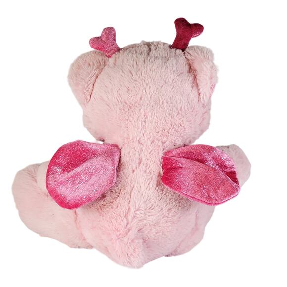 Dan Dee 14" Pink Bear in Ladybug Costume Plush Stuffed Animal Toy Hearts Glitter - Picture 3 of 10